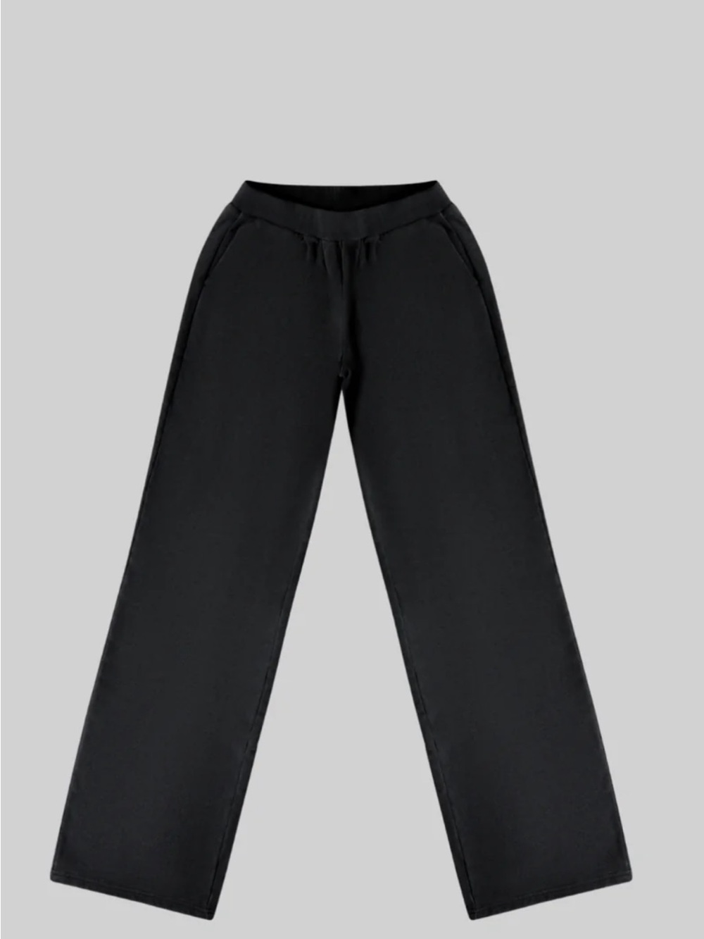Everyday Unisex Acid Wash Black Wide-Leg Track Pants with Elastic Waist /Heavy!